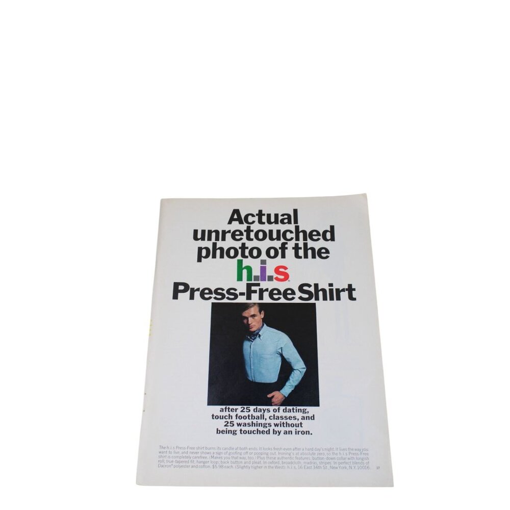 1965 h i s Press Free Shirt Ad Print Advertisement 93547 Dress